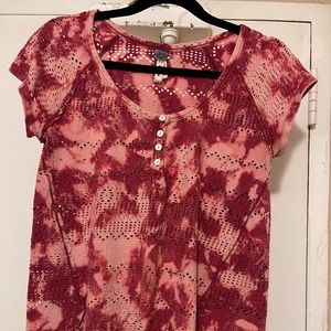 We the Free Salmon Perforated Buttoned Top XS EUC